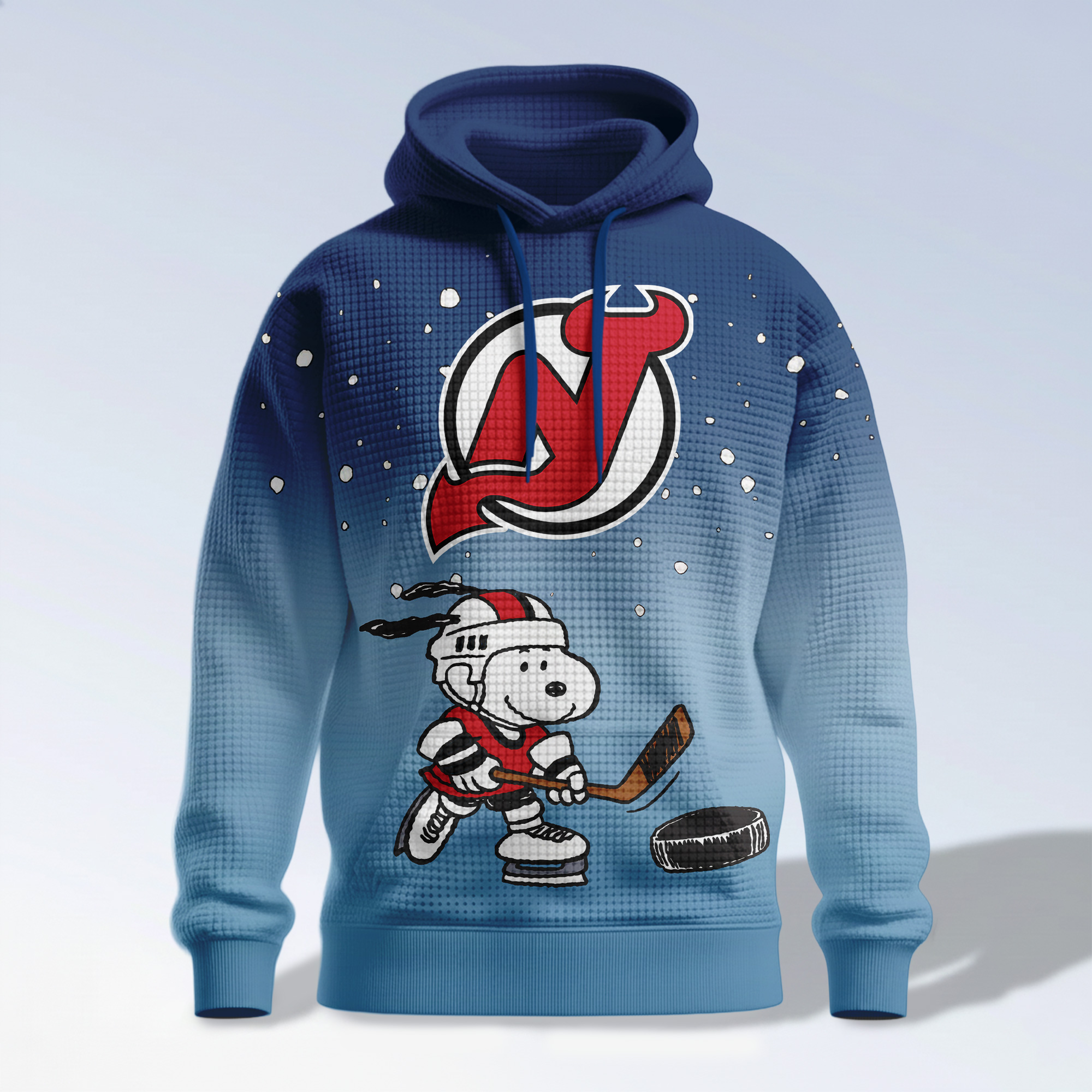 New Jersey Devils | Premium NHL Snoopy Hockey 3D Waffle Hoodie TD - Image 4