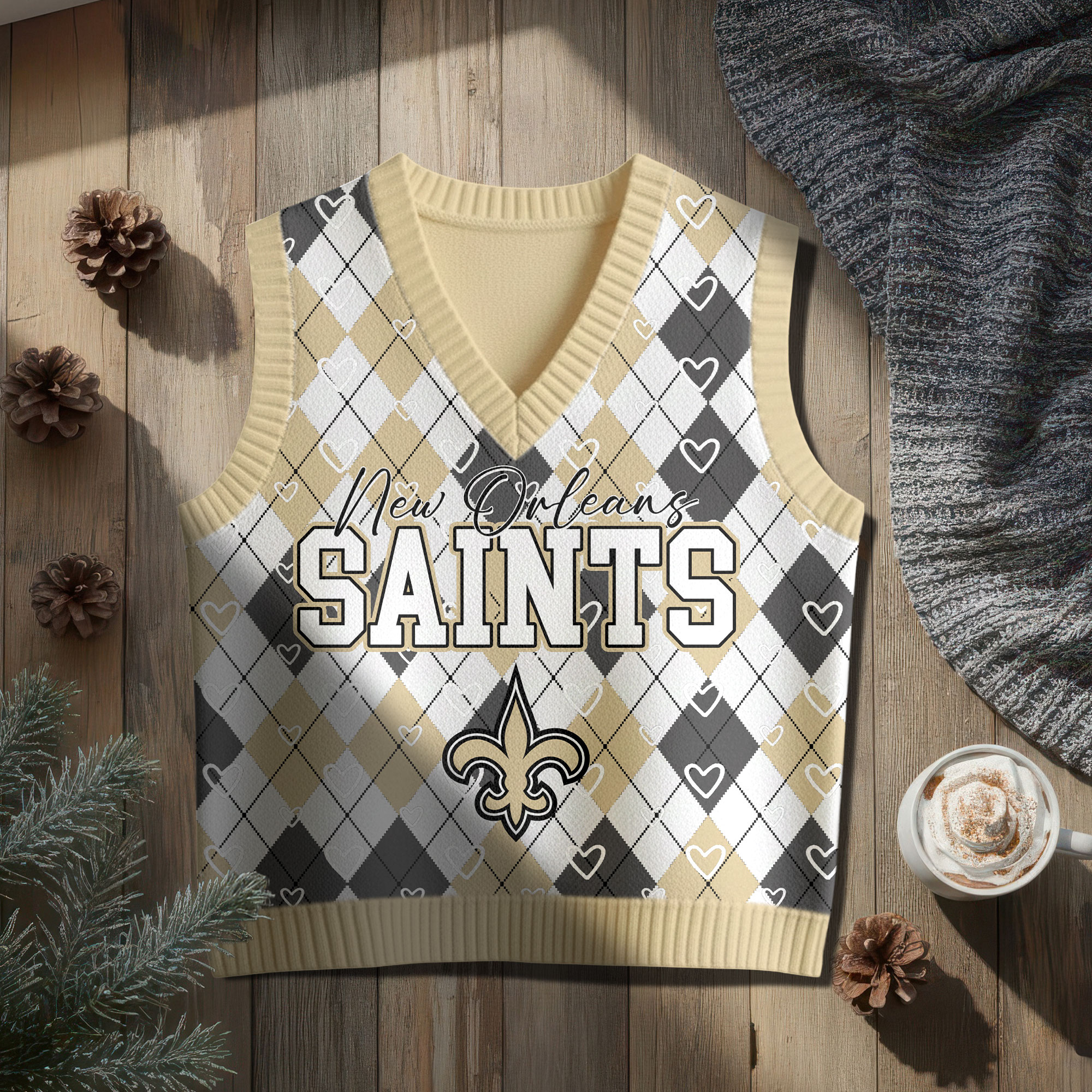 New Orleans Saints | Premium NFL Argyle Knit Sweater Vest - Image 2