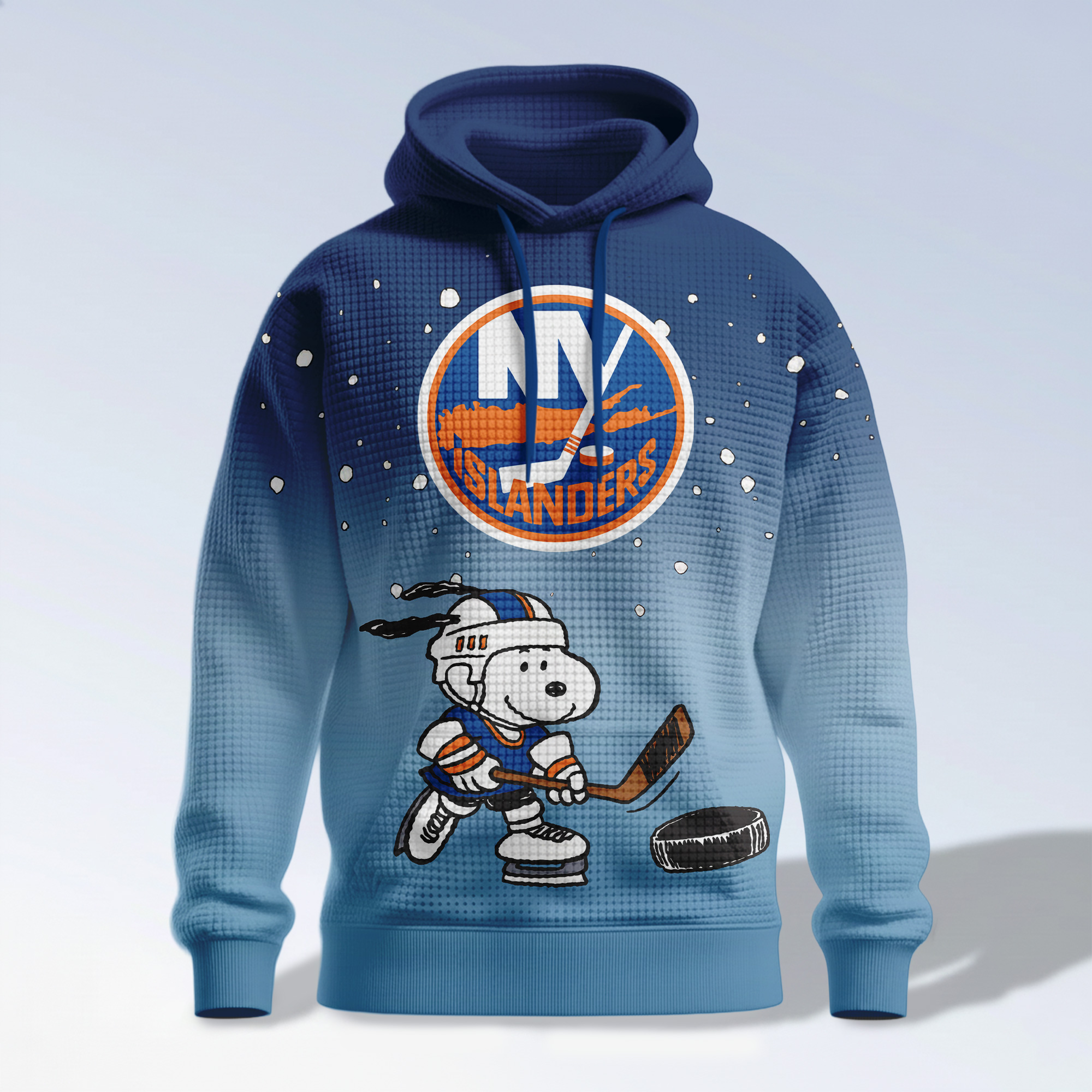 New York Islanders | Premium NHL Snoopy Hockey 3D Waffle Hoodie TD - Image 4