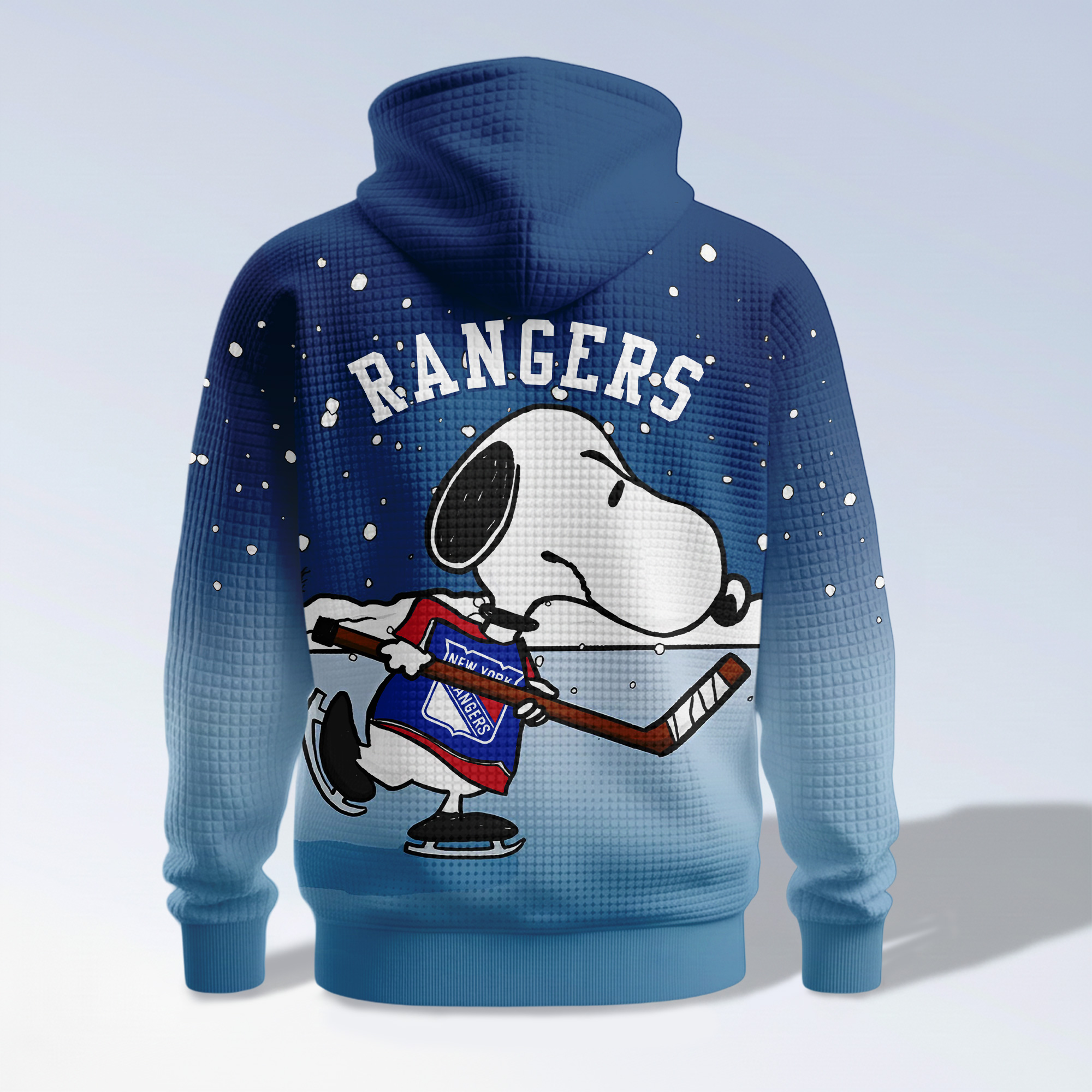 New York Rangers | Premium NHL Snoopy Hockey 3D Waffle Hoodie TD - Image 3