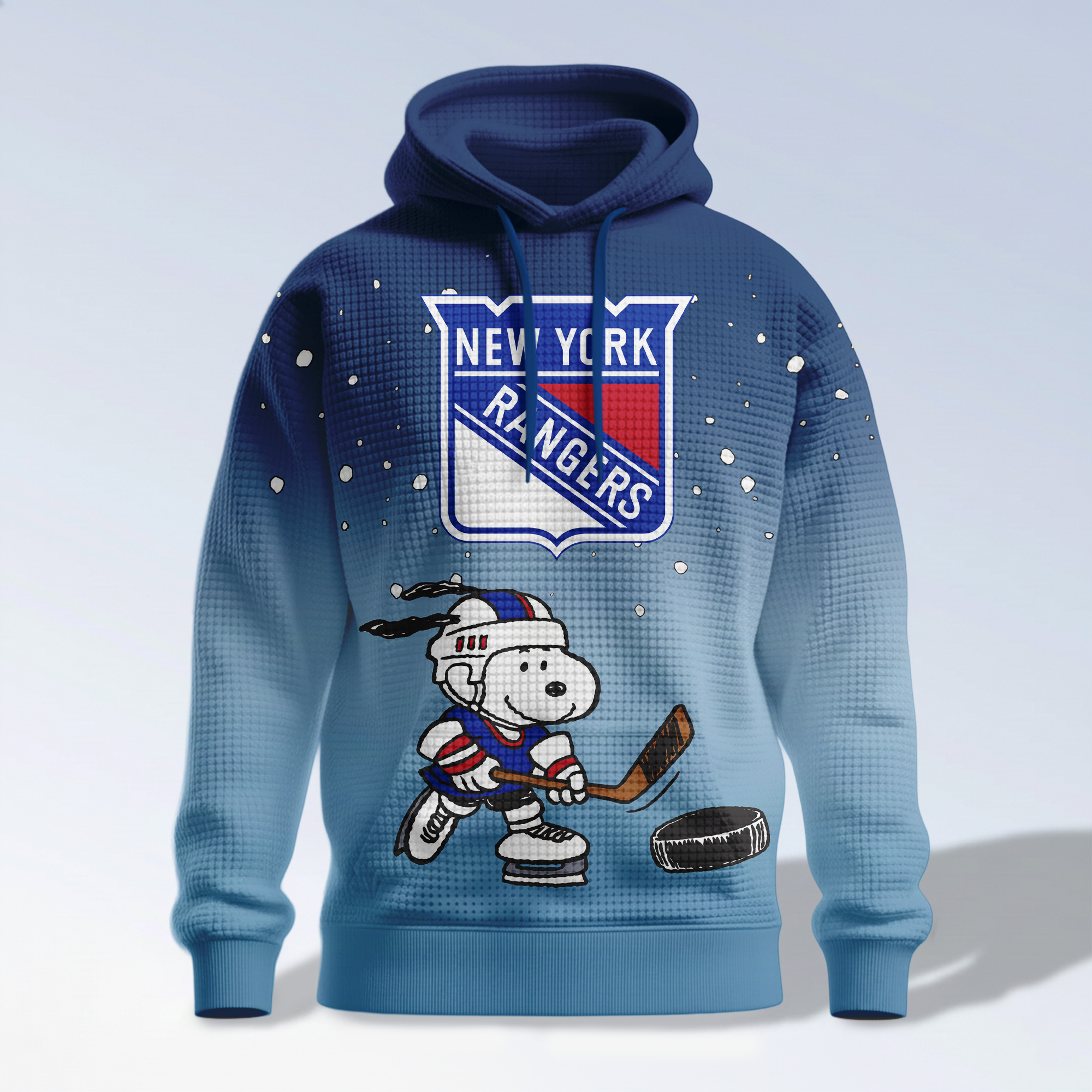 New York Rangers | Premium NHL Snoopy Hockey 3D Waffle Hoodie TD - Image 4