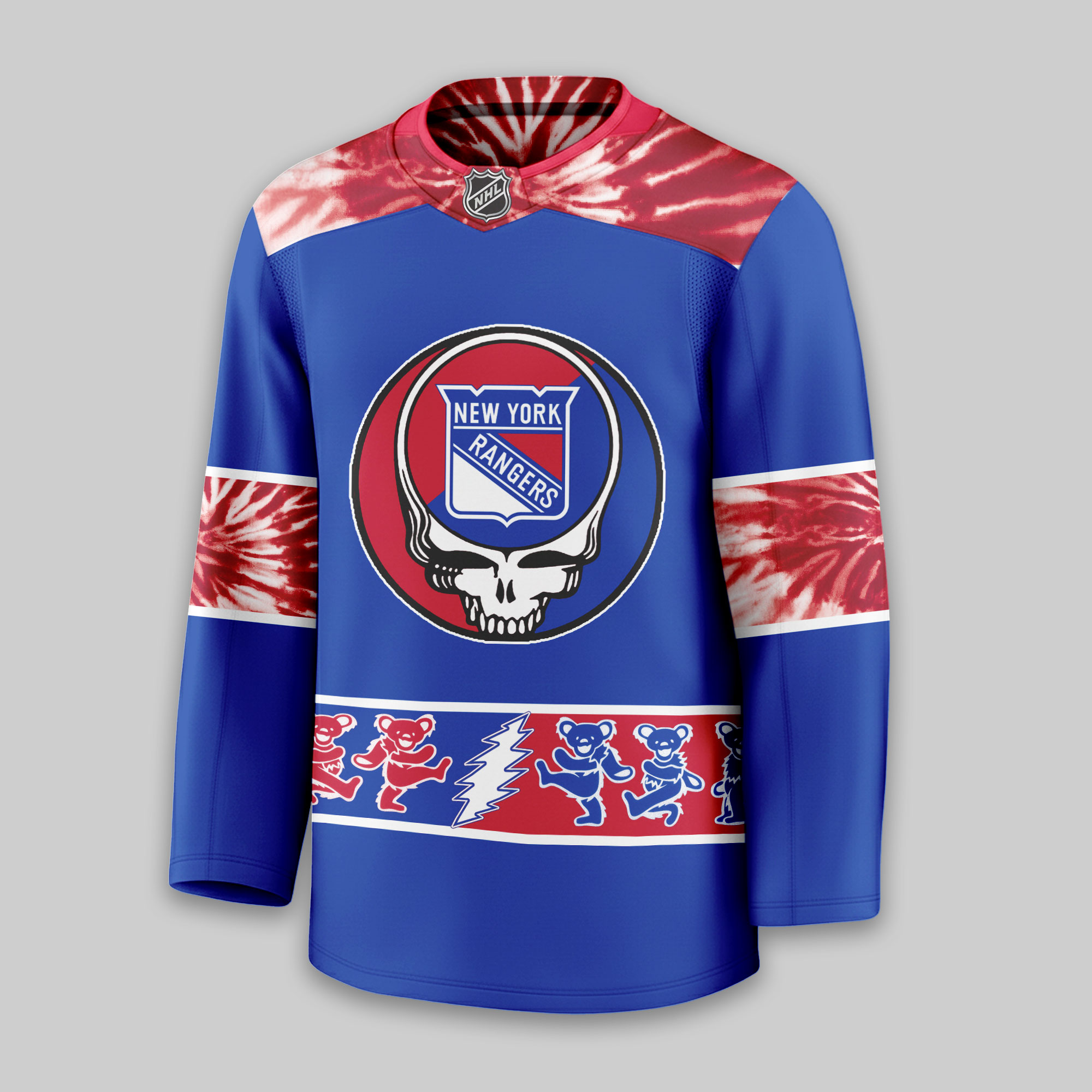 New York Rangers | Premium NHL Tie-Dye Skull Hockey Jersey - Image 3