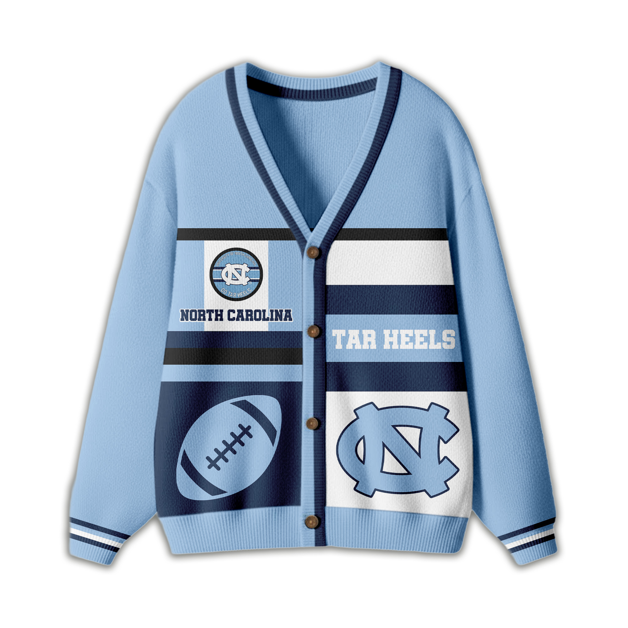 North Carolina Tar Heels | Premium NCAA Game Day Striped Knit Cardigan - Image 2