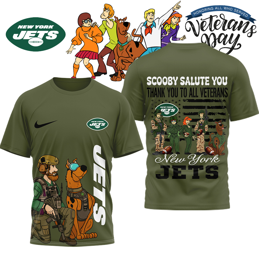 New York Jets | Premium NFL Scooby-Doo Salute Veterans 3D Shirt HI