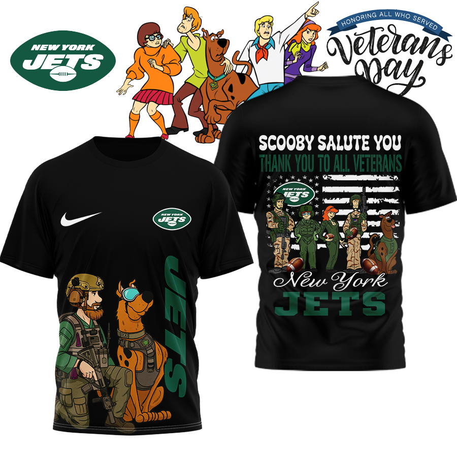 New York Jets | Premium NFL Scooby-Doo Salute Veterans 3D Shirt HI - Image 2