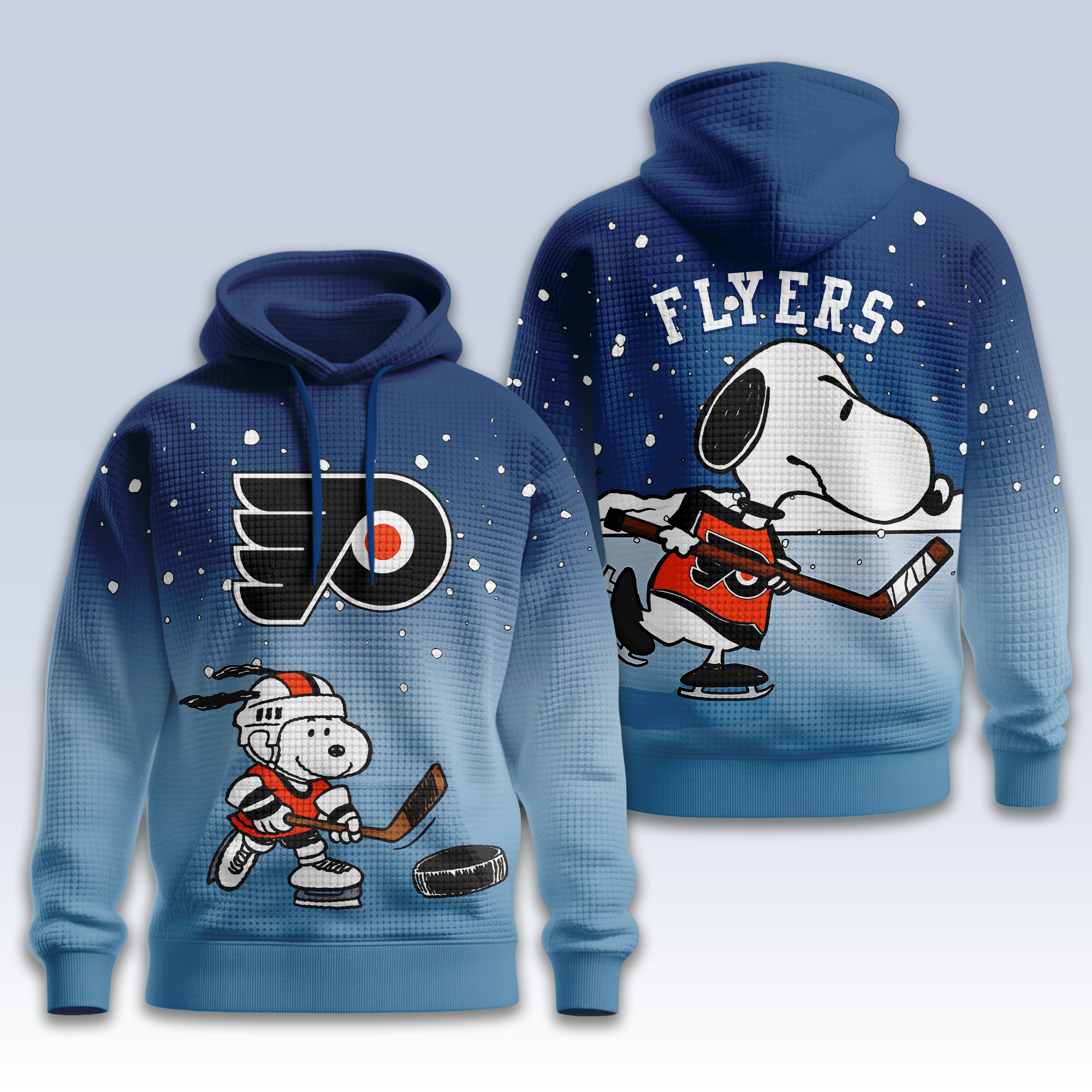 Philadelphia Flyers | Premium NHL Snoopy Hockey 3D Waffle Hoodie TD - Image 2