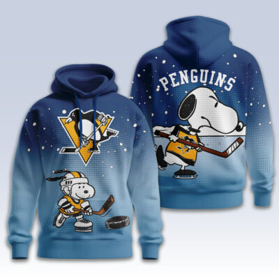 Alternative view of Pittsburgh Penguins | Premium NHL Snoopy Hockey 3D Waffle Hoodie TD