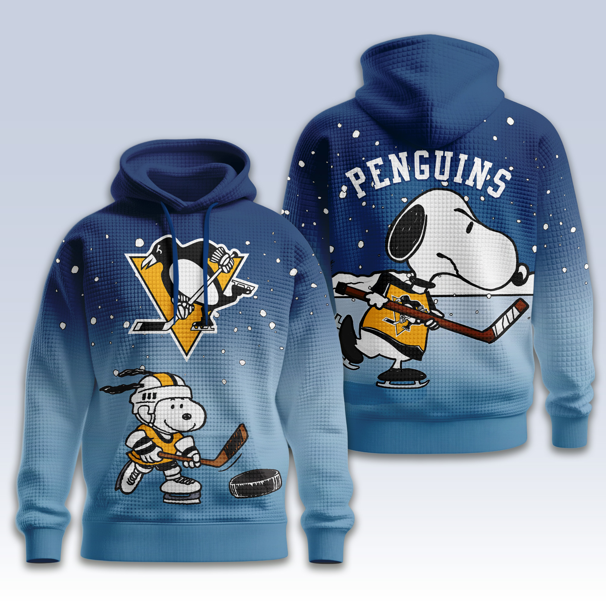 Pittsburgh Penguins | Premium NHL Snoopy Hockey 3D Waffle Hoodie TD - Image 2