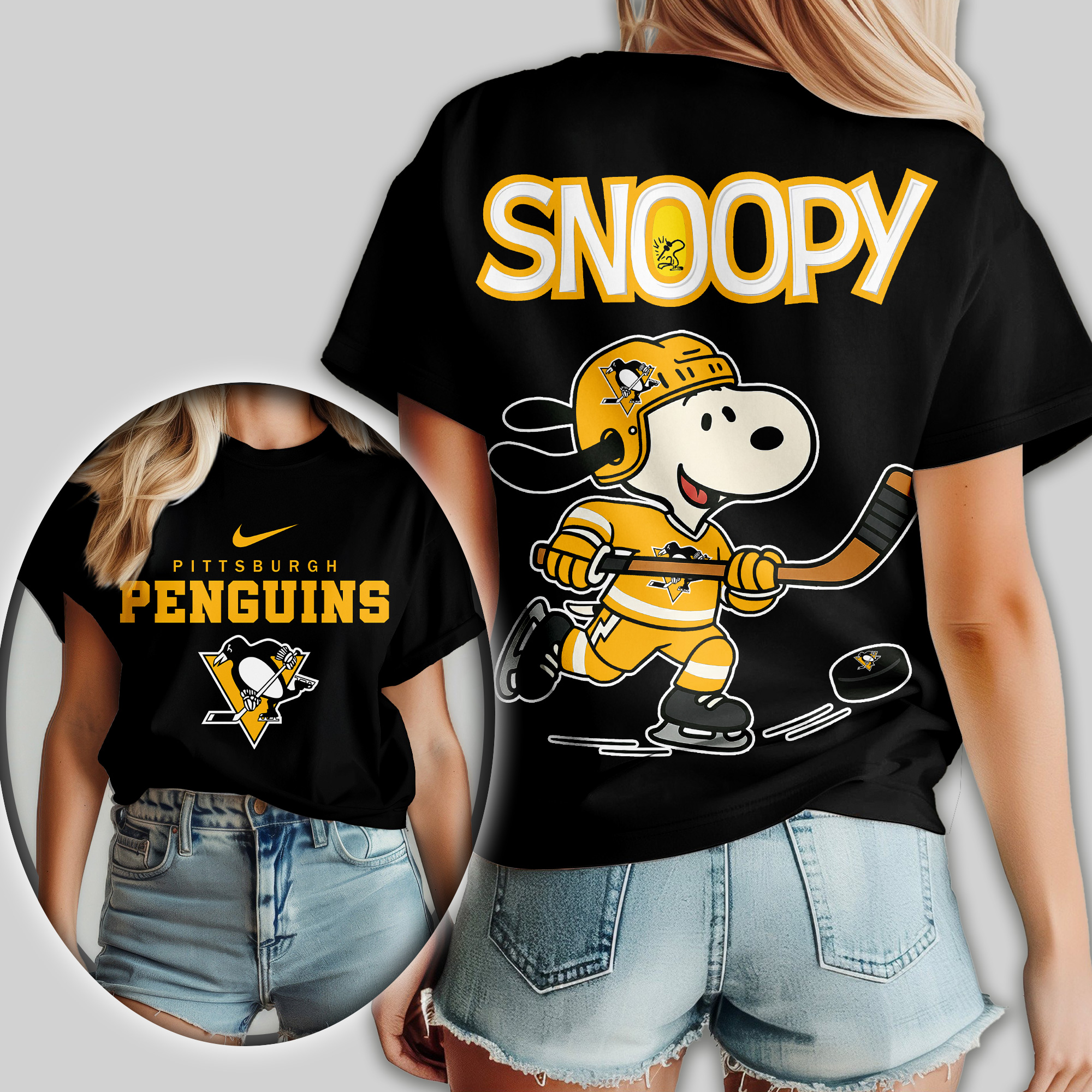 Pittsburgh Penguins | Premium NHL Snoopy Hockey Women Shirt - Image 2