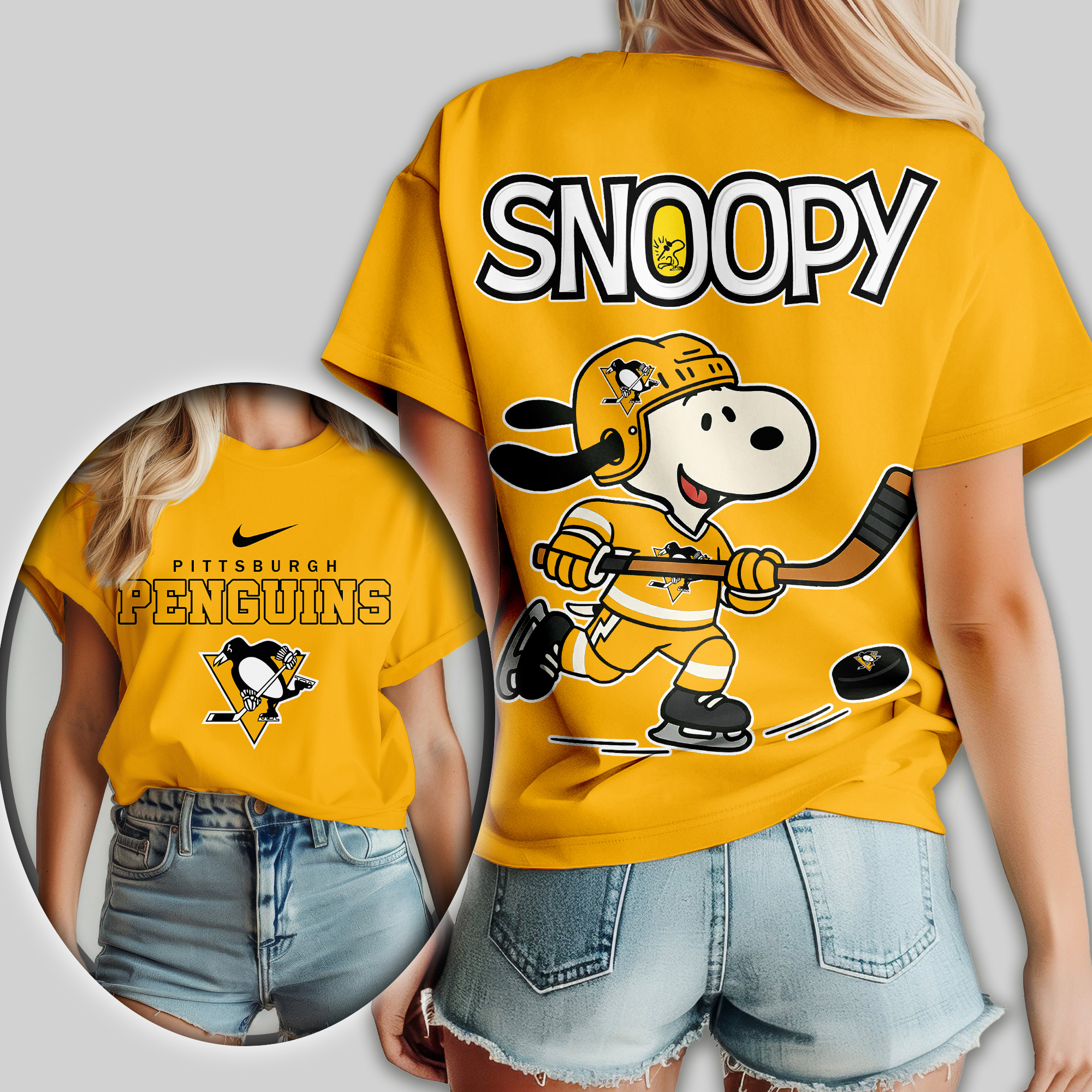 Pittsburgh Penguins | Premium NHL Snoopy Hockey Women Shirt - Image 3