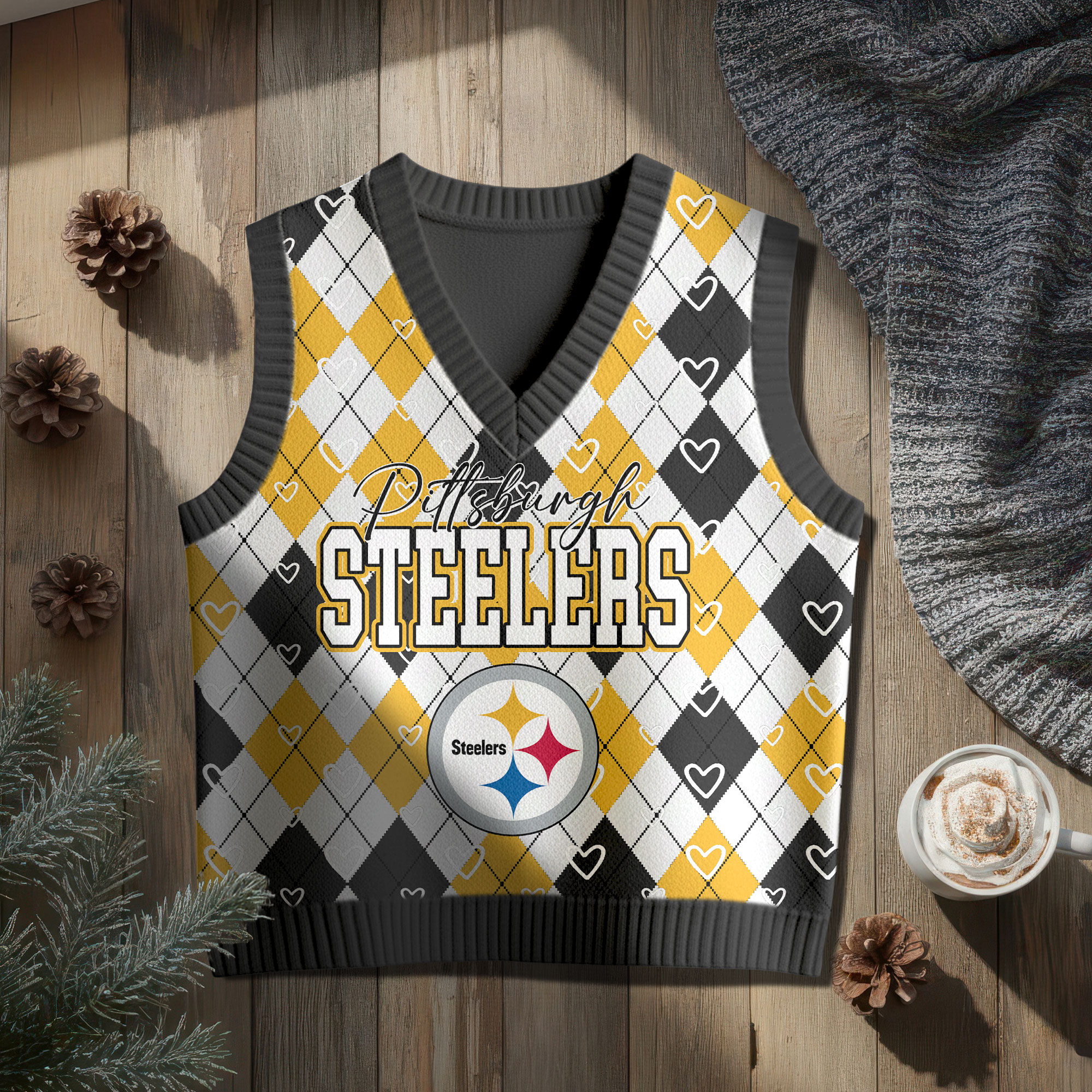 Pittsburgh Steelers | Premium NFL Argyle Knit Sweater Vest - Image 2