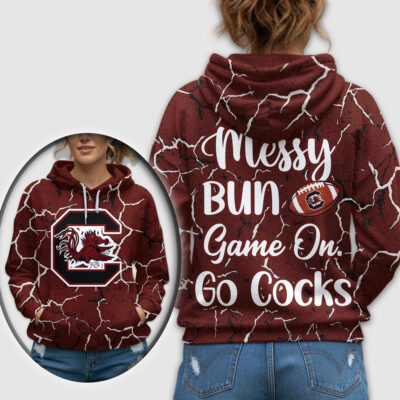 Alternative view of South Carolina Gamecocks | Premium NCAA Messy Bun Game On 3D Hoodie