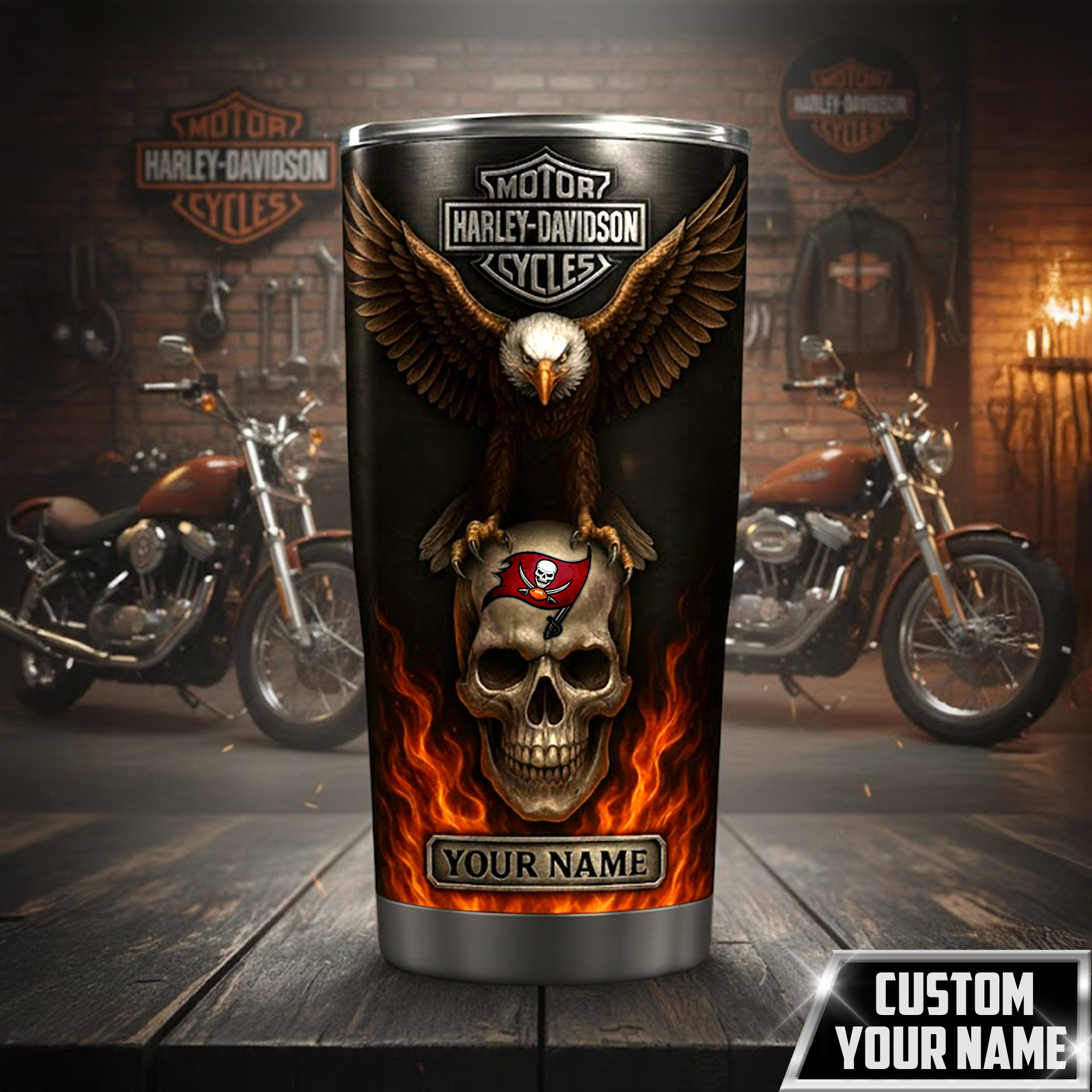 Tampa Bay Buccaneers | Premium NFL Harley Davidson Tumbler - Image 2