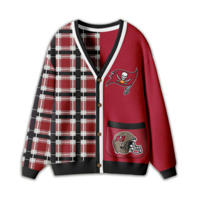 Alternative view of Tampa Bay Buccaneers | Premium NFL Game Day Patchwork Cardigan with Printed Pocket Design