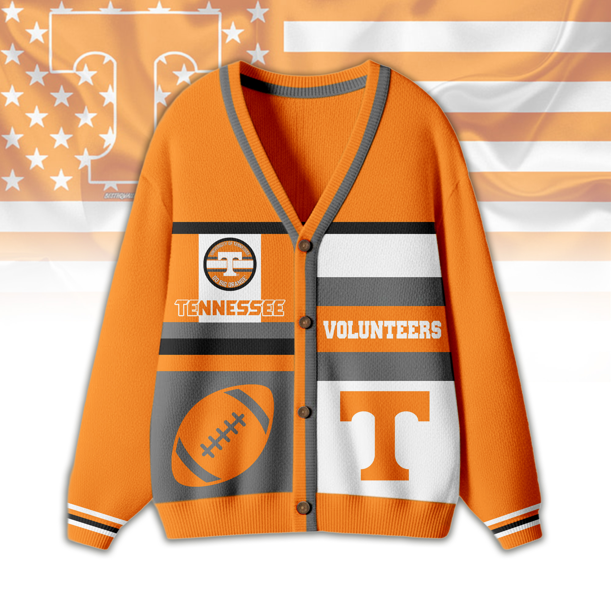 Tennessee Volunteers | Premium NCAA Game Day Striped Knit Cardigan