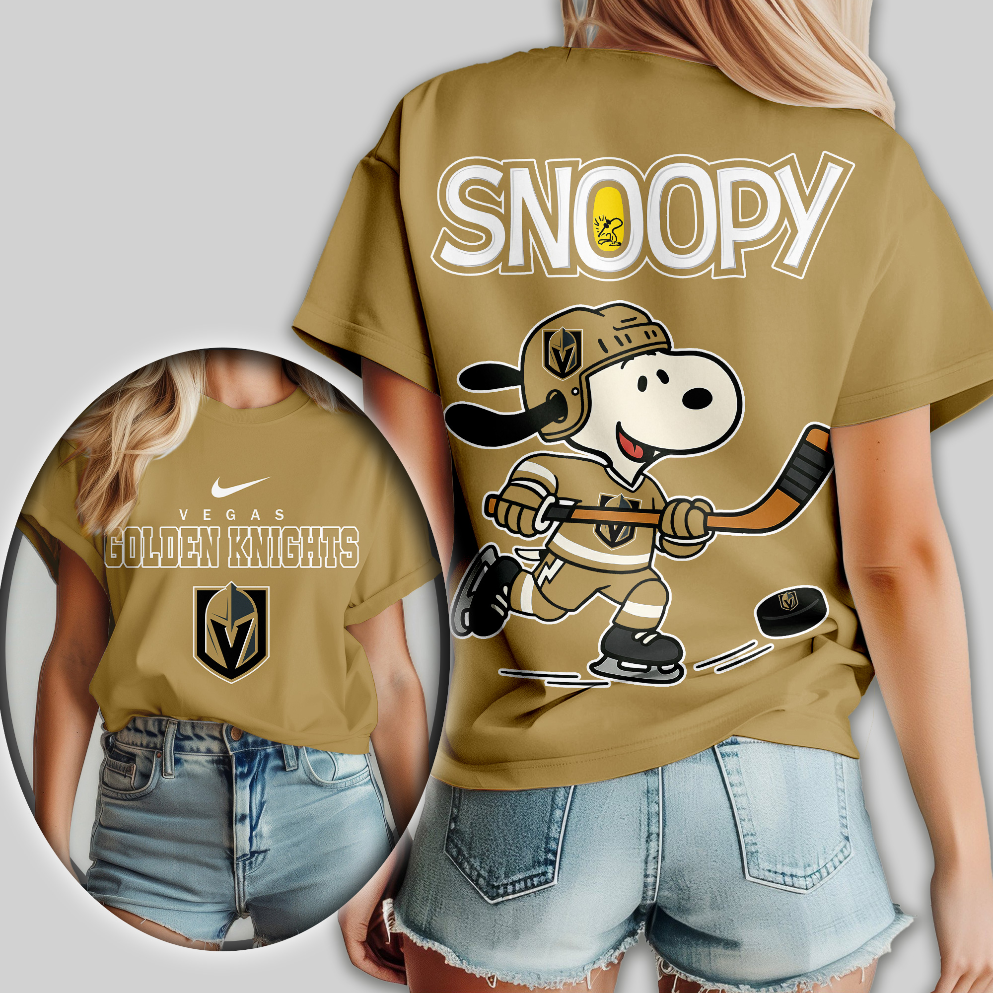 Vegas Golden Knights | Premium NHL Snoopy Hockey Women Shirt - Image 3